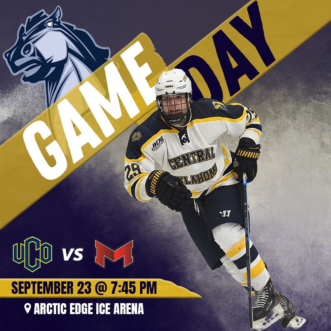 BRONCHO HOCKEY IS BACK!! Let’s pack the barn tonight as the #1 Chos take on #9 Maryville to open up the season. #rollchos

⏰7:45pm CST

📍Arctic Edge Ice Arena

💻 YouTube - UCO Hockey